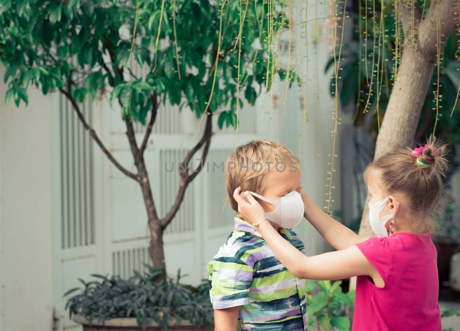Man wearing facial disposable mask to avoid viral infection. Virus protection