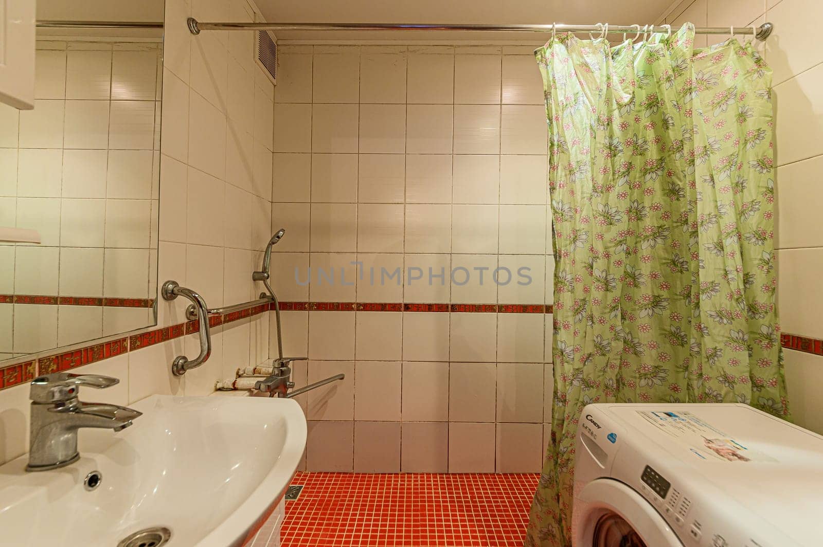 Russia, Moscow- November 15, 2019: interior room apartment modern bright cozy atmosphere. general cleaning, bathroom, sink, decoration elements, toilet