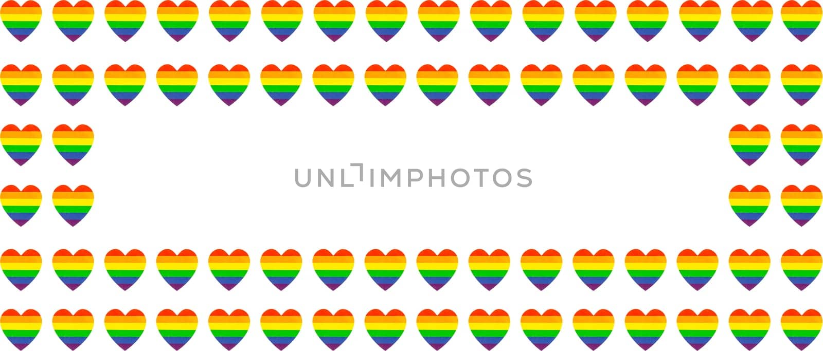 lgbt hearts isolated on white background with copy space for text