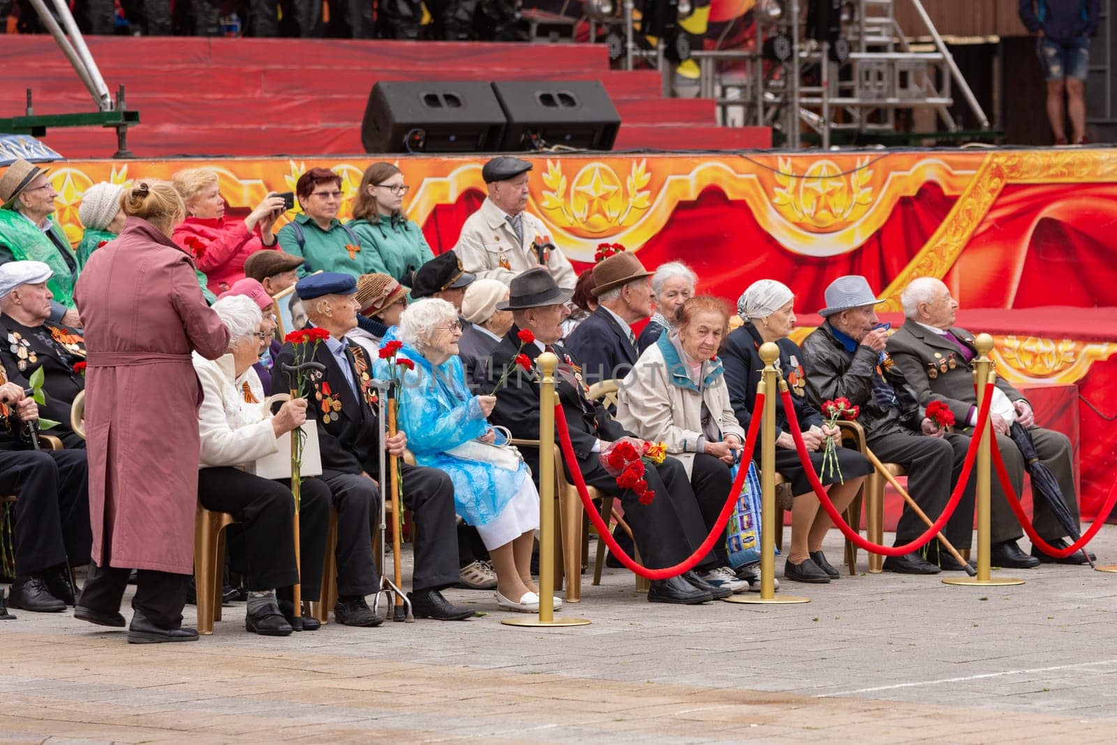 Anapa, Russia - May 9, 2019: Anapa veterans at the May 9 Victory Parade on the Theater Square in Anapa