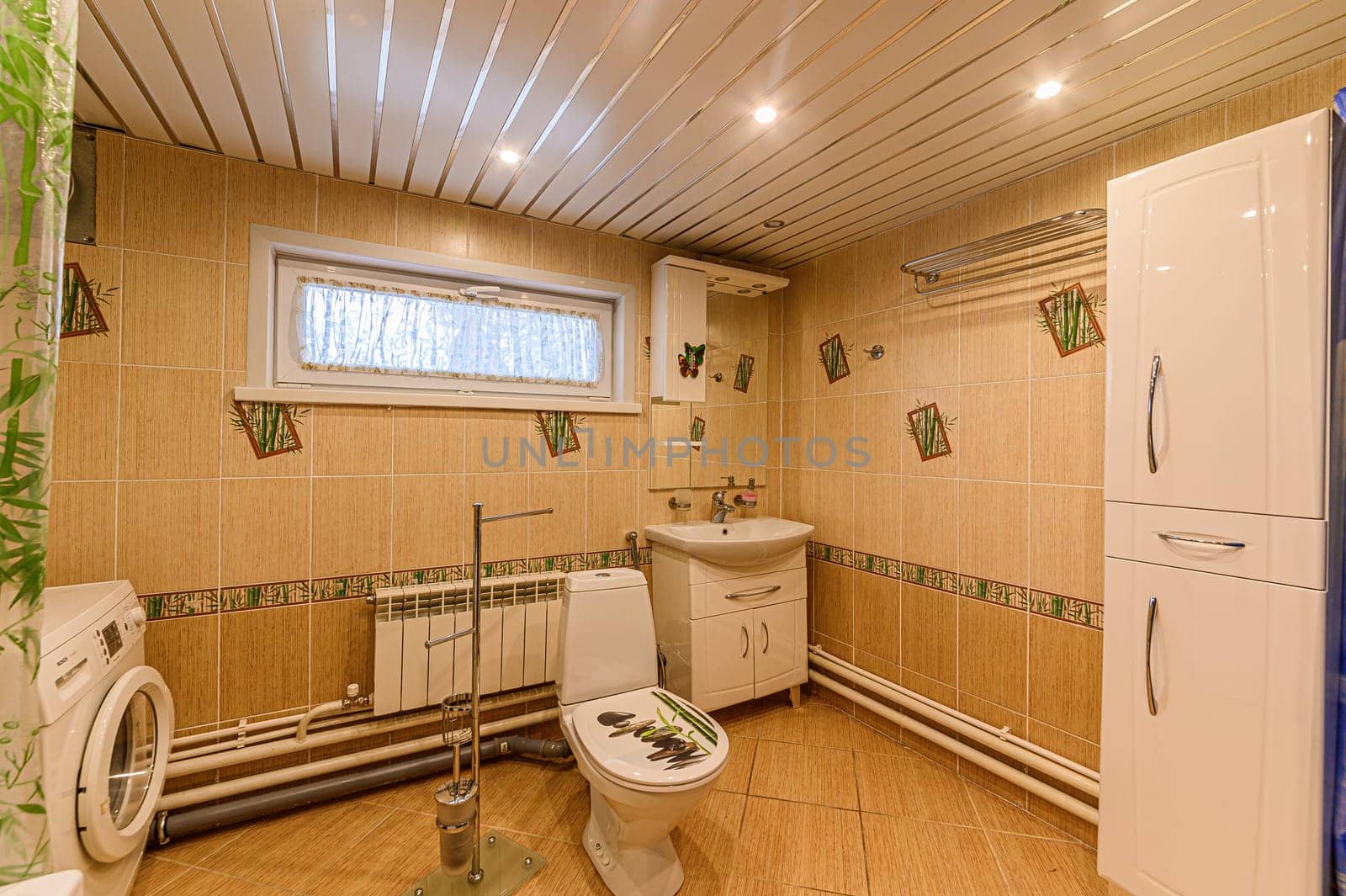 Russia, Moscow- November 15, 2019: interior room apartment modern bright cozy atmosphere. general cleaning, bathroom, sink, decoration elements, toilet