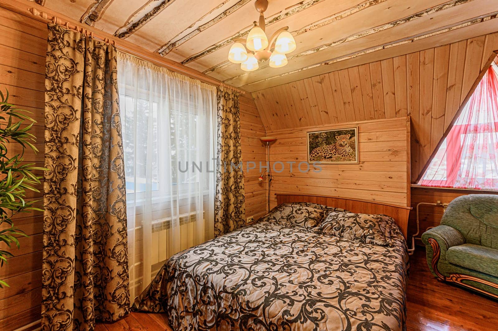 Russia, Moscow- November 15, 2019: interior room apartment modern bright cozy atmosphere. beautiful designer country house with wooden elements