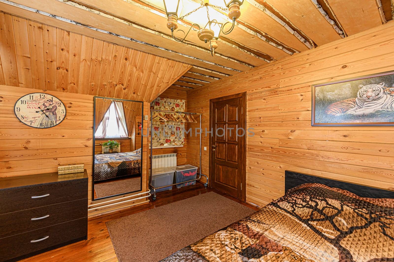Russia, Moscow- November 15, 2019: interior room apartment modern bright cozy atmosphere. beautiful designer country house with wooden elements