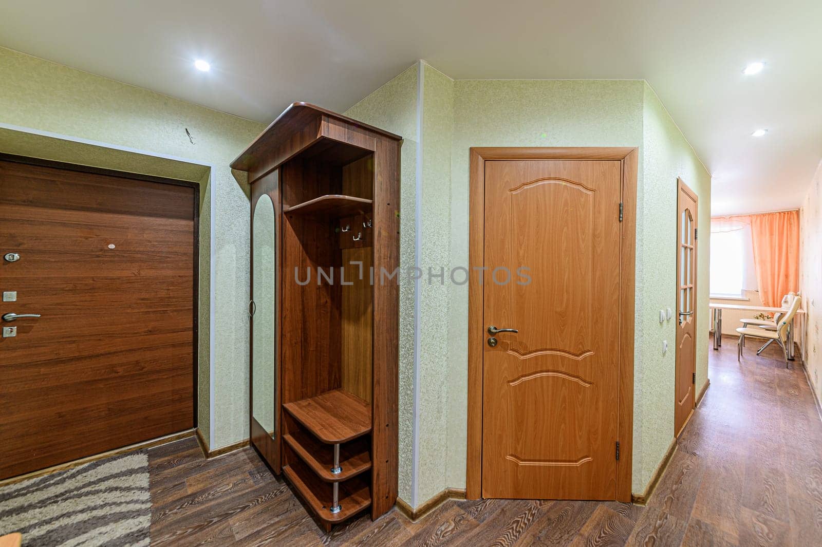 Russia, Moscow- November 15, 2019: interior room apartment modern bright cozy atmosphere. general cleaning, home decoration, preparation of house for sale. room doors, repair corridor