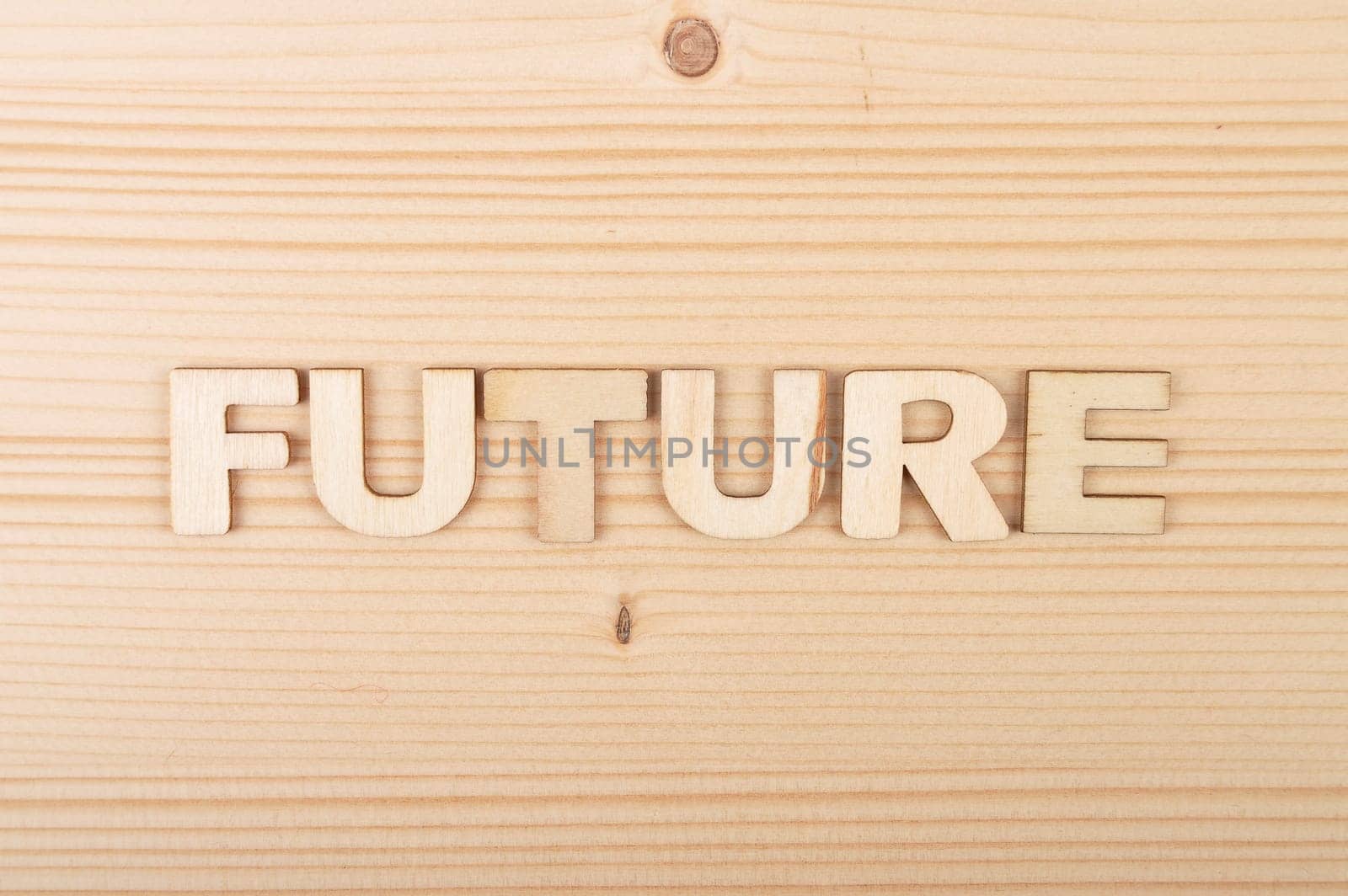 Term from wooden letters on pale wood