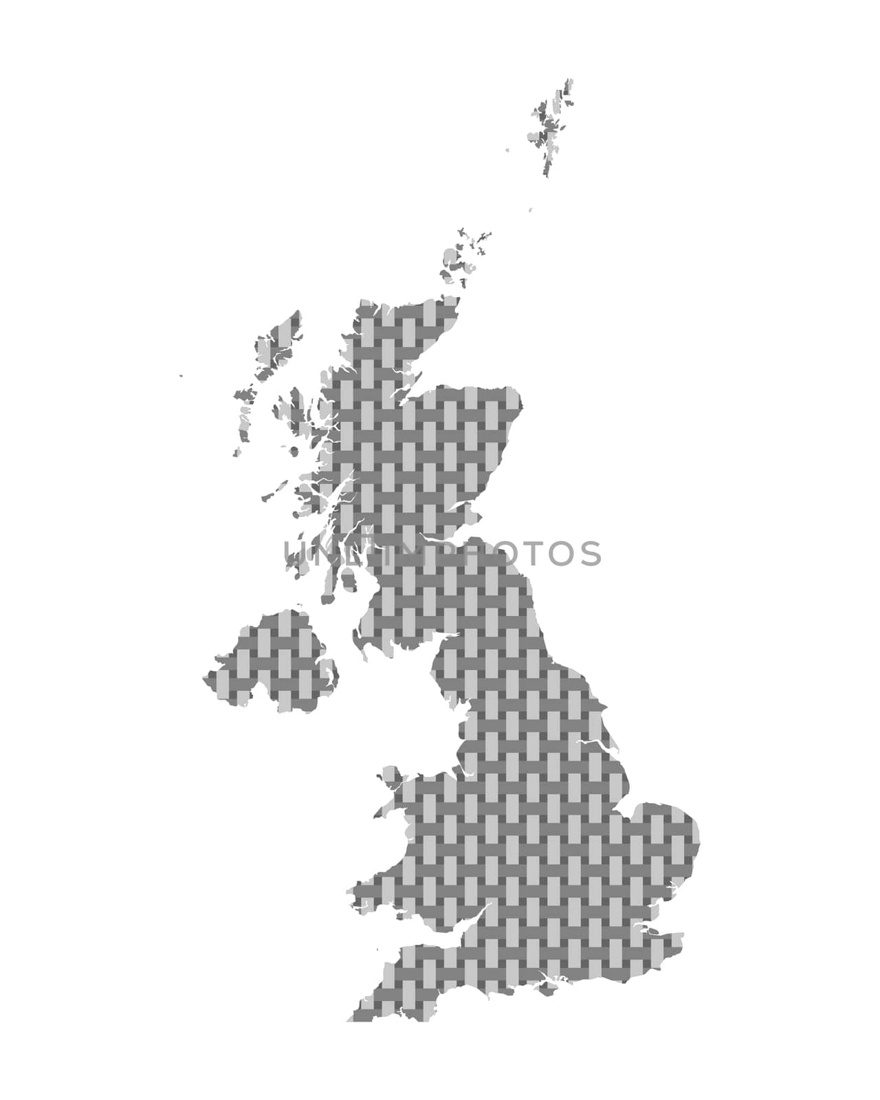 Map of Great Britain coarse meshed