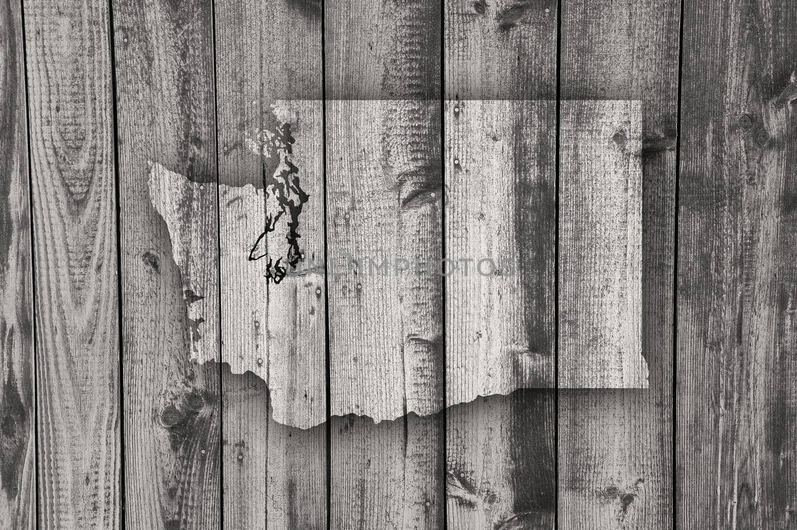 Map of Washington on weathered wood