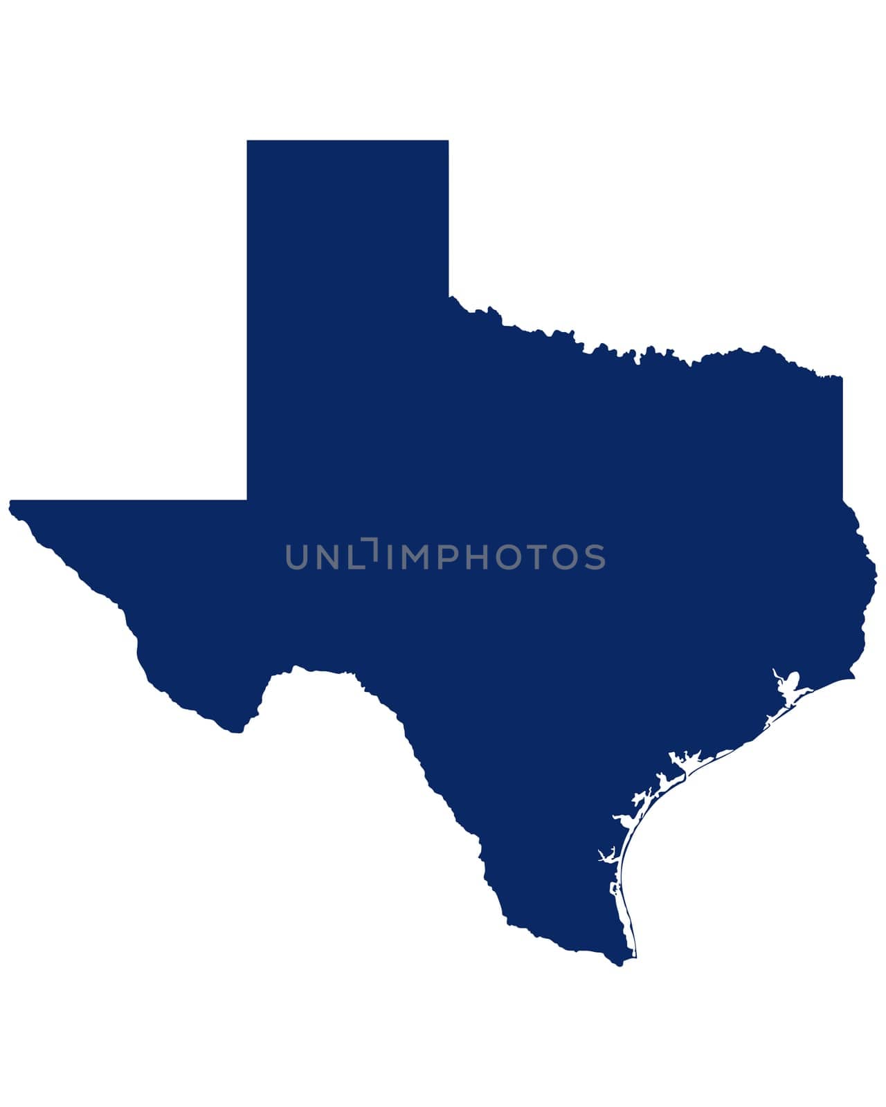 Karte von Texas in blauer Farbe
