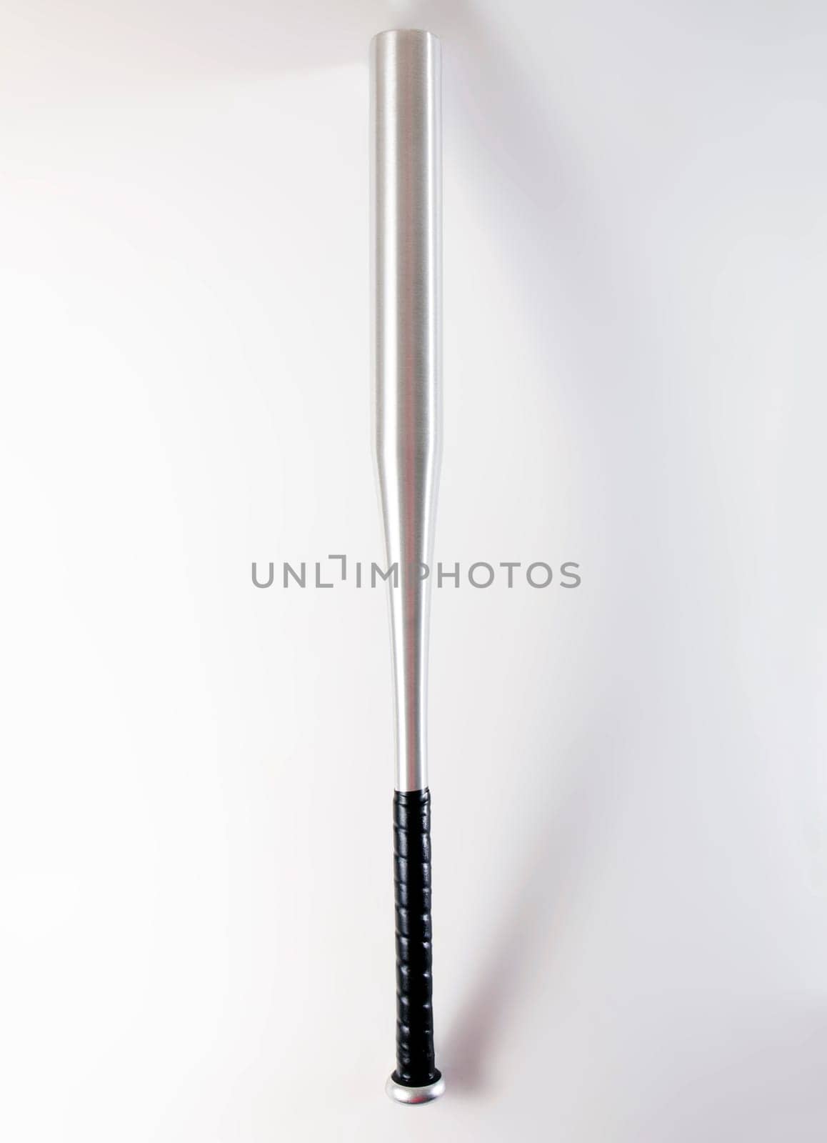 Aluminum baseball bat isolated on a white background.