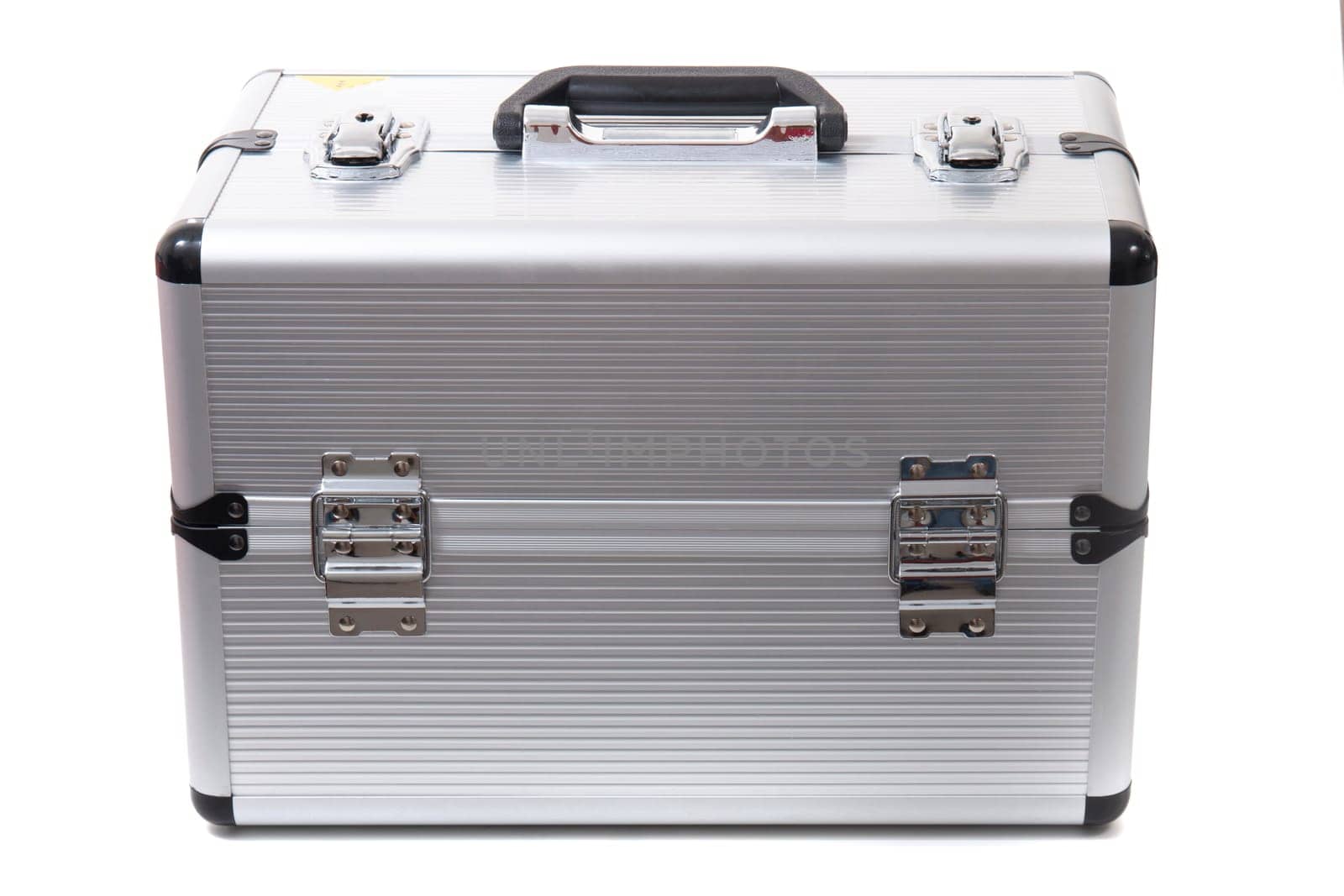 Professional aluminum tool box isolated on a white background.