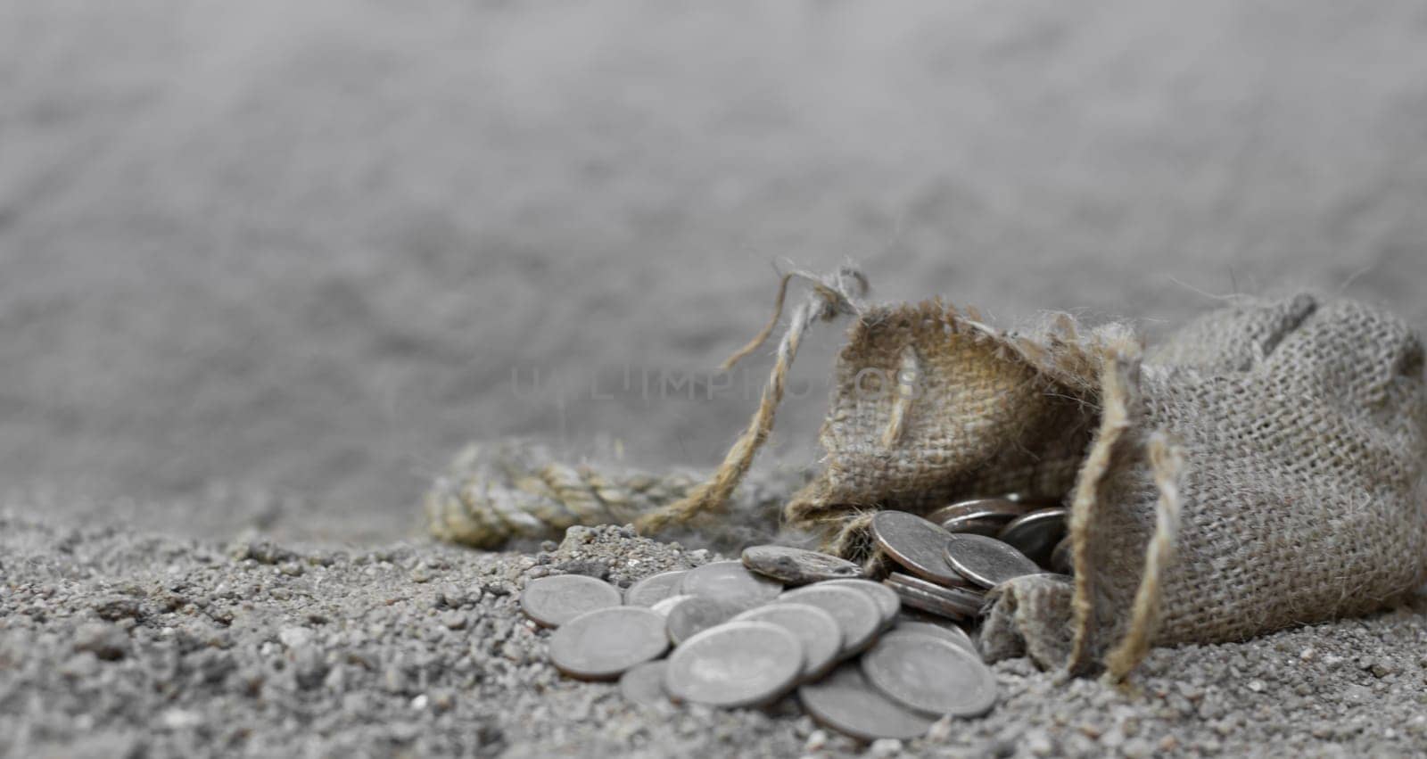 sack with the thirty silver coins biblical symbol of the betrayal of judas