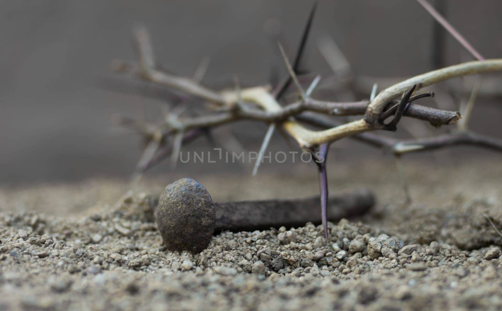 crown of thorns and nails symbols of the Christian crucifixion in Easter