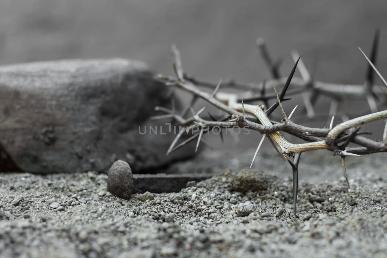 crown of thorns and nails symbols of the Christian crucifixion in Easter