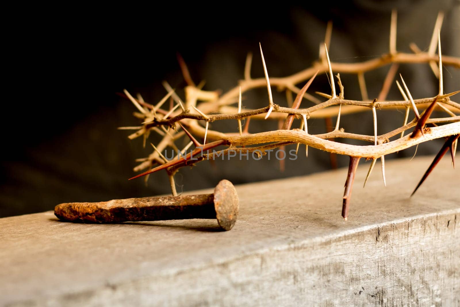 crown of thorns and nails symbols of the Christian crucifixion in Easter