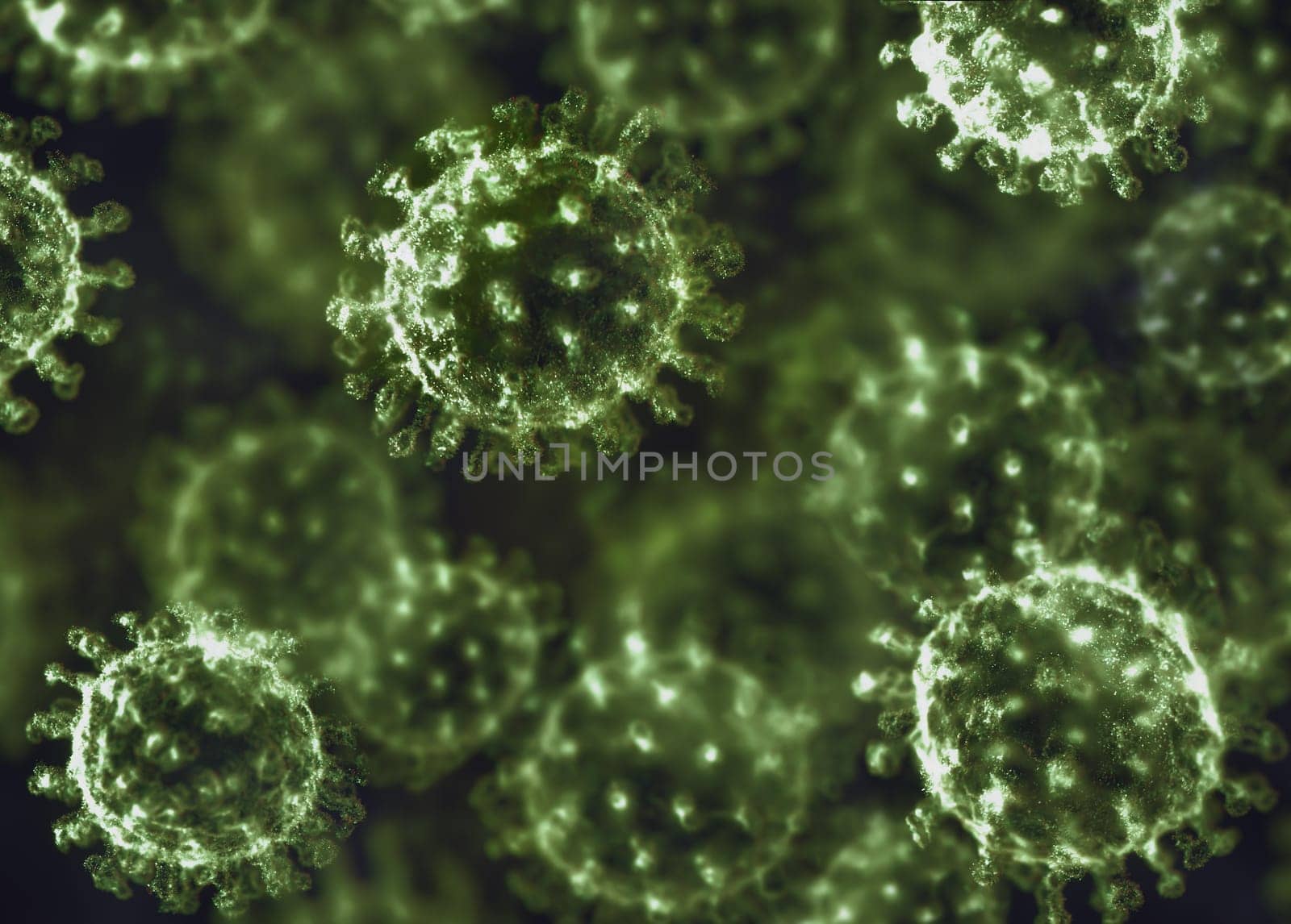 Viral structure. Viral particle is made up of a nucleus of nucleic acid (DNA or RNA) surrounded by a protein coat. Conceptual illustrative virus. 3D illustration.