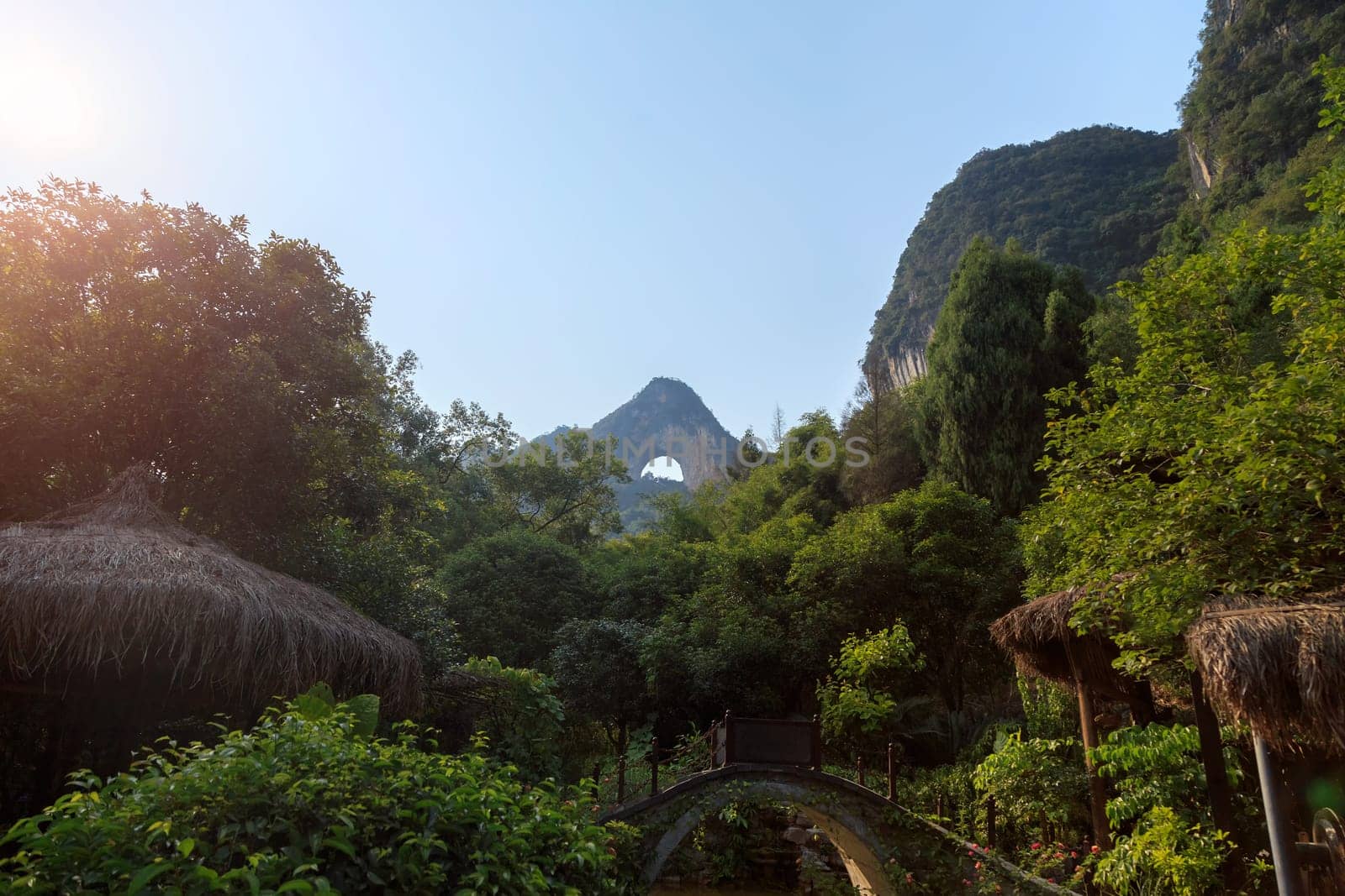 View of the magnificent mountains in China, Lunar Mountain, Yangshuo, Asia
