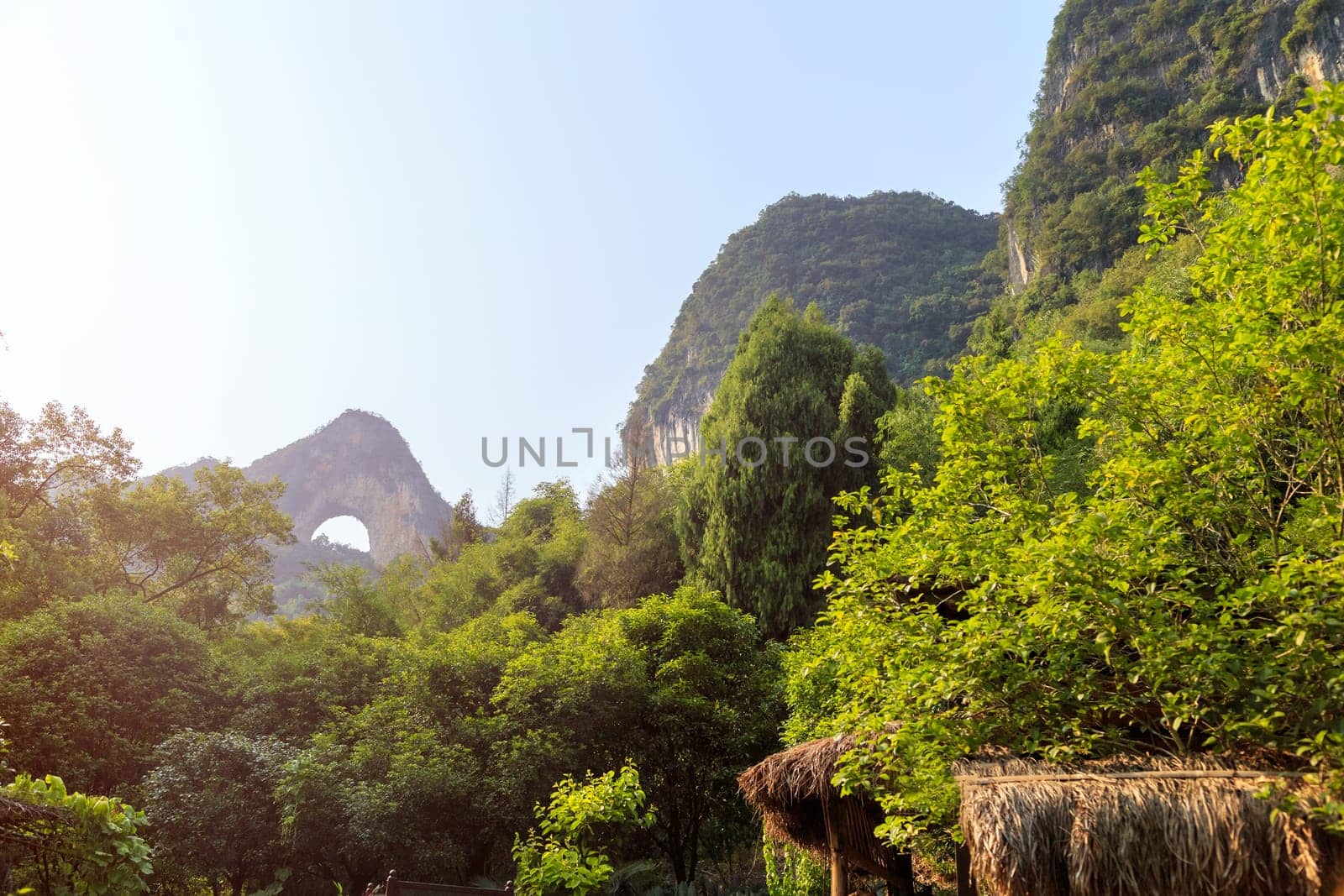 View of the magnificent mountains in China, Lunar Mountain, Yangshuo, Asia
