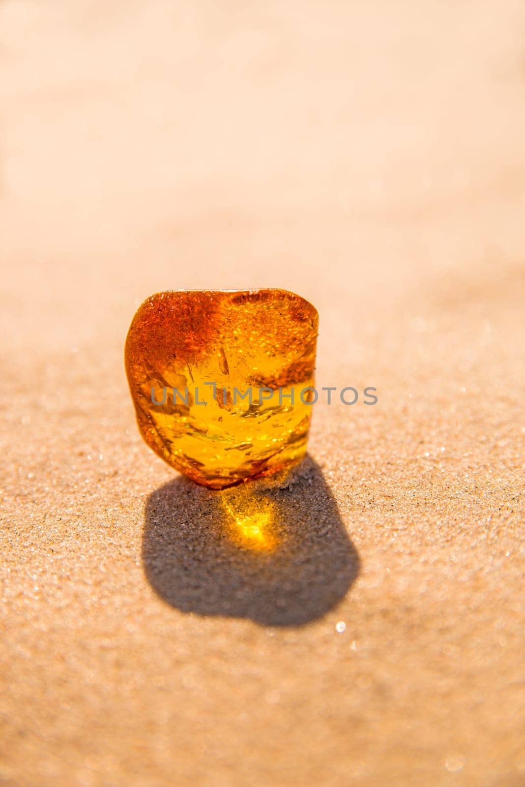 Amber in sun with inclusions.