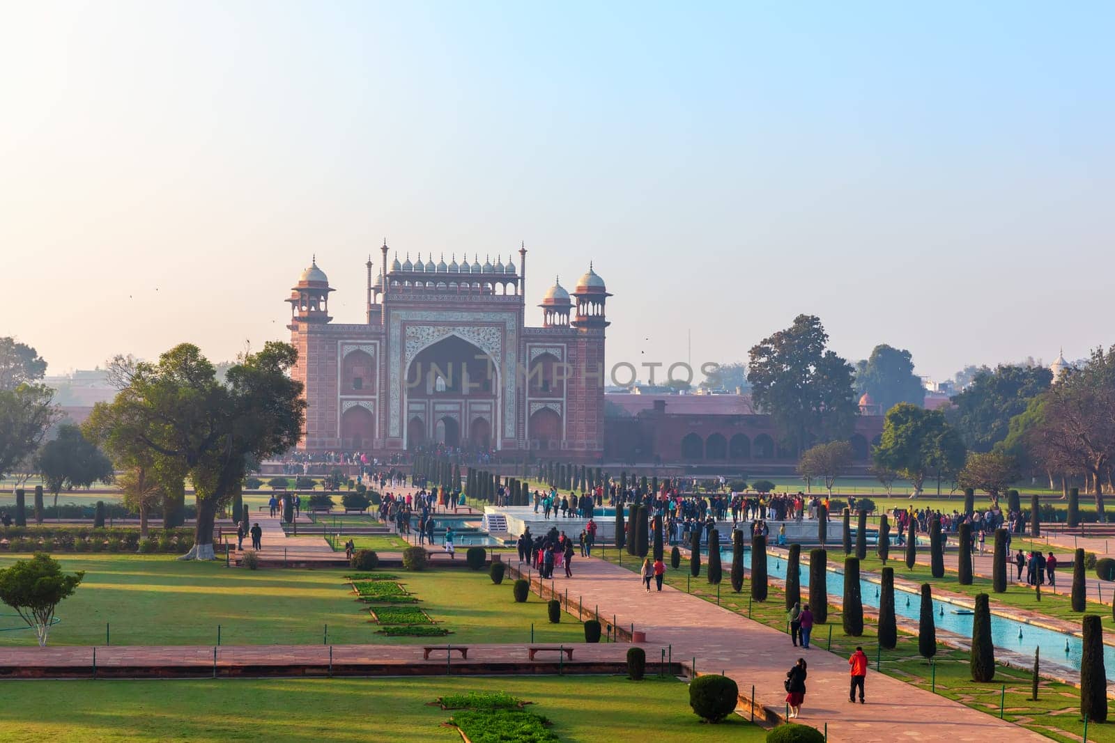 Taj Mahal Gate view in India, Uttar Pradesh, Agra.
