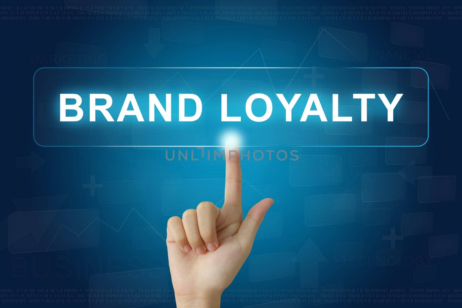 hand press on brand loyalty button on virtual screen