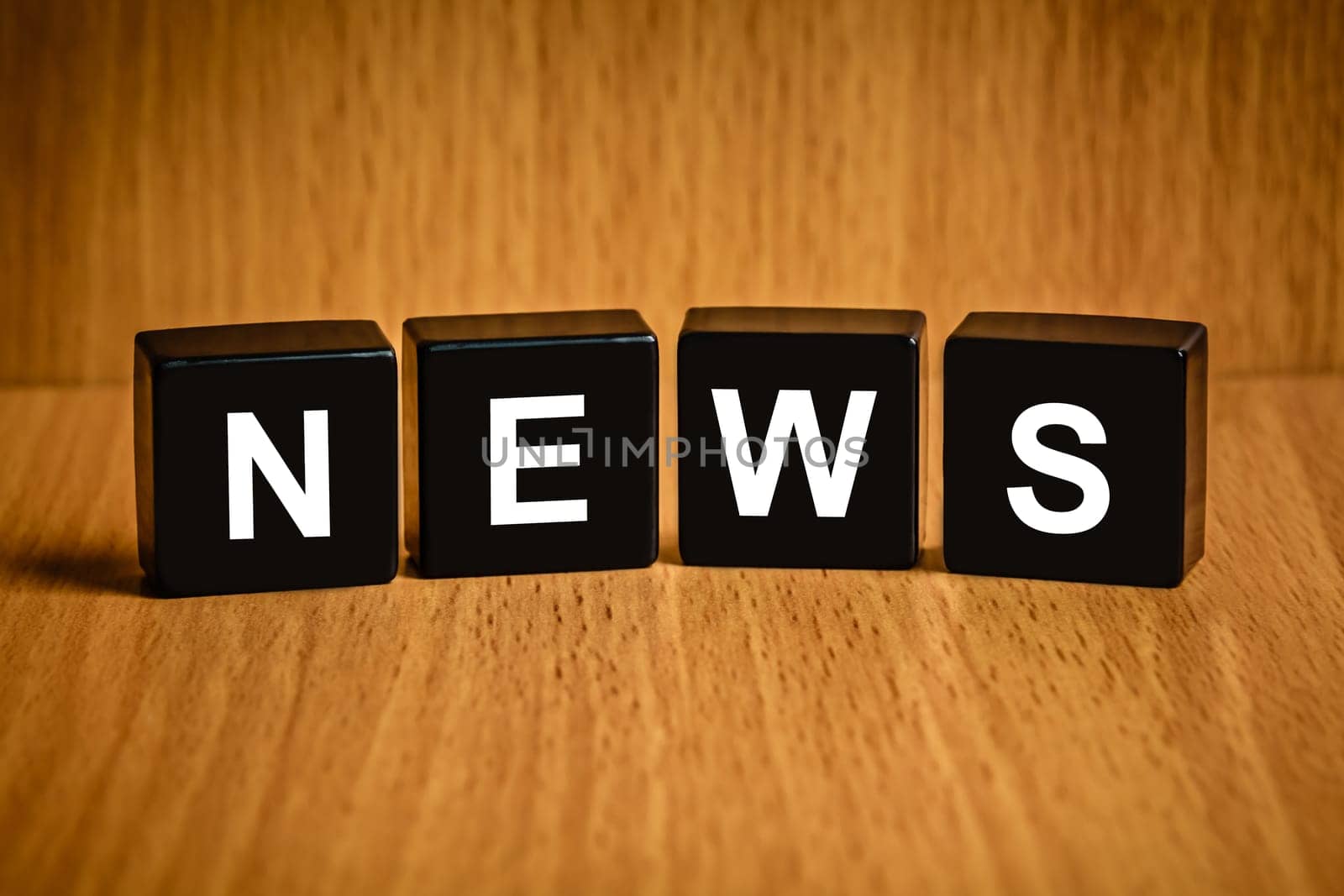 news text on black block, business concept
