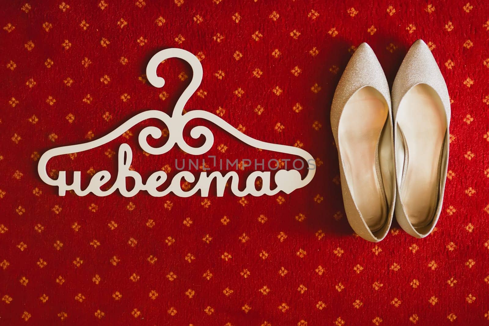 The composition of beautiful wedding accessories bride