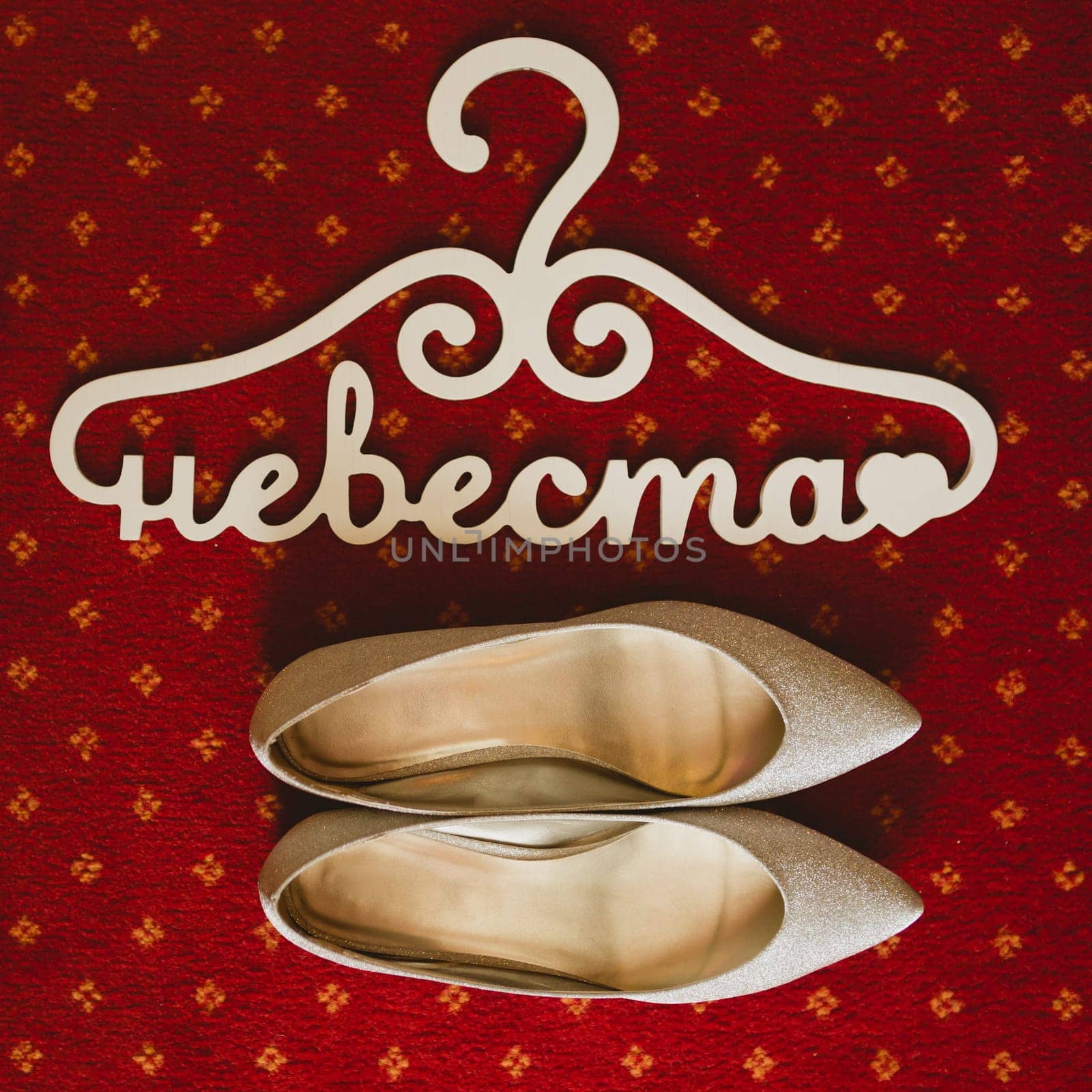 The composition of beautiful wedding accessories bride