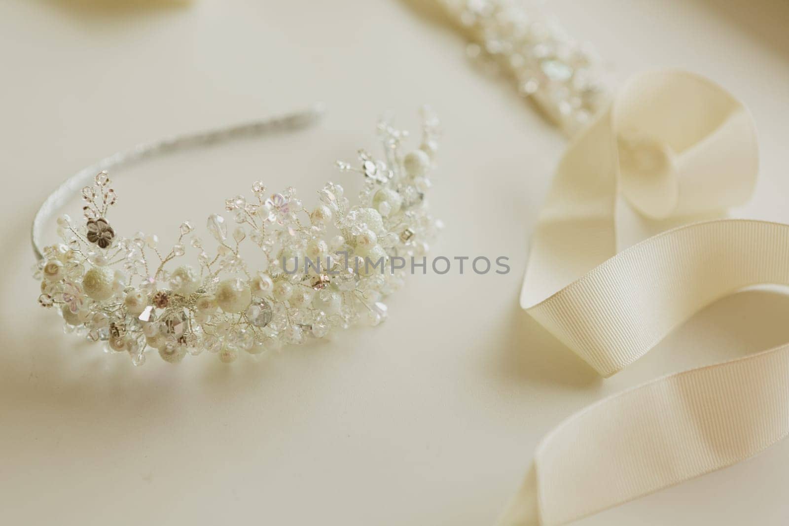 The composition of beautiful wedding accessories bride