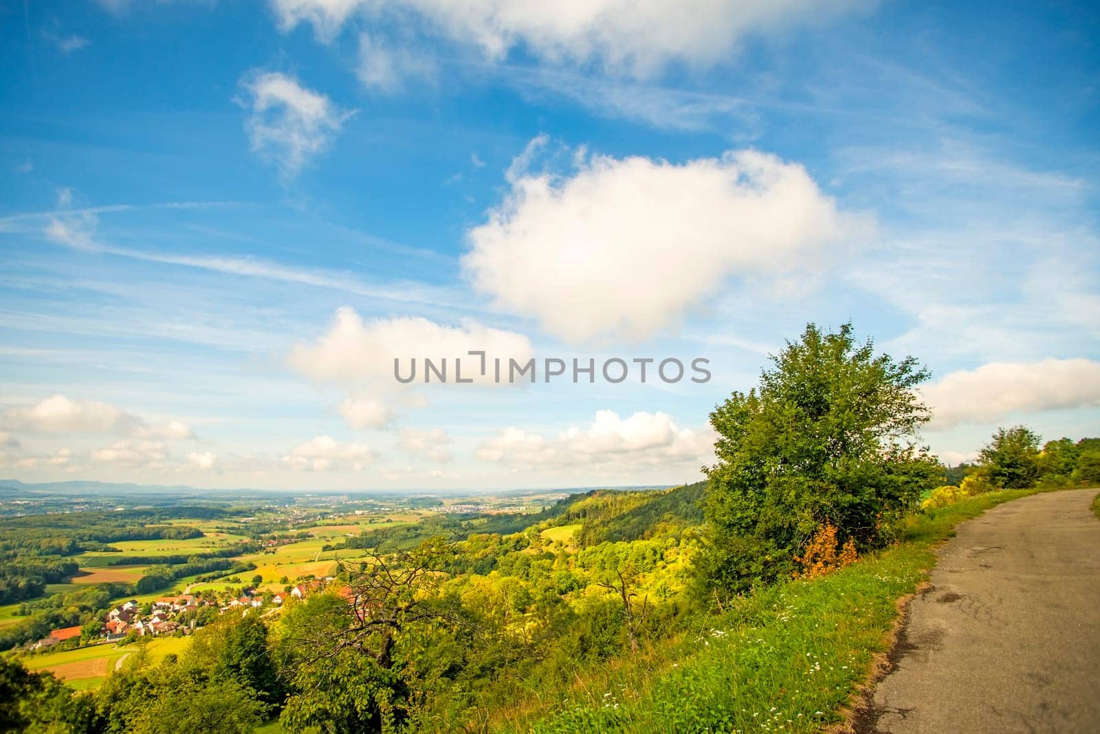 Panoramic views of the hill Hohenstaufen to the South of Germany