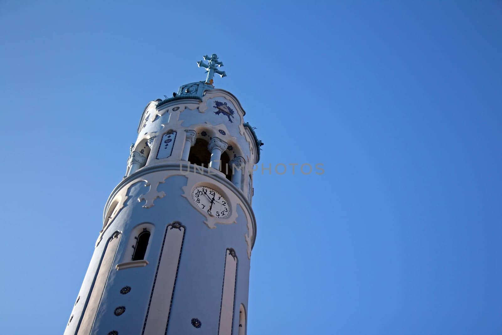 Detail of blue church in Bratislava in a sunny day