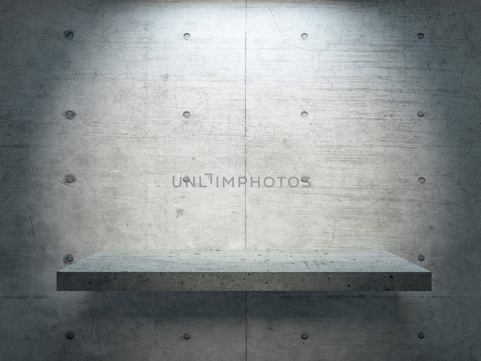 concrete stand under spot light with concrete wall for mock up