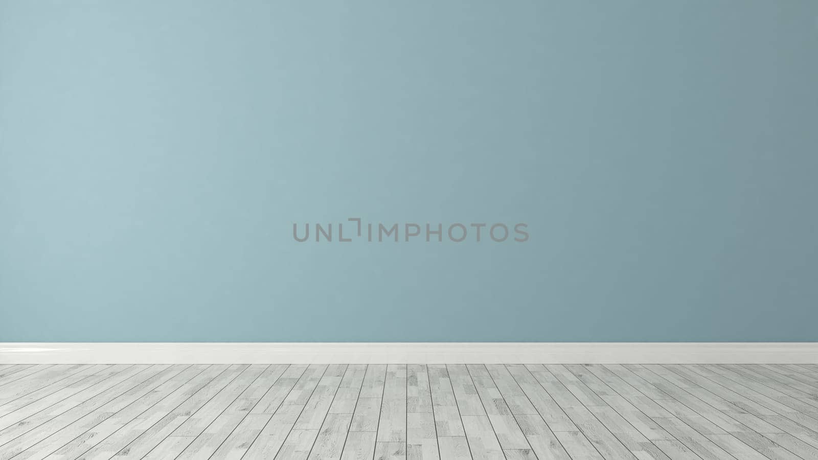blue wall background with white parquet in the room decoration idea 3d rendering by Sedat SEVEN