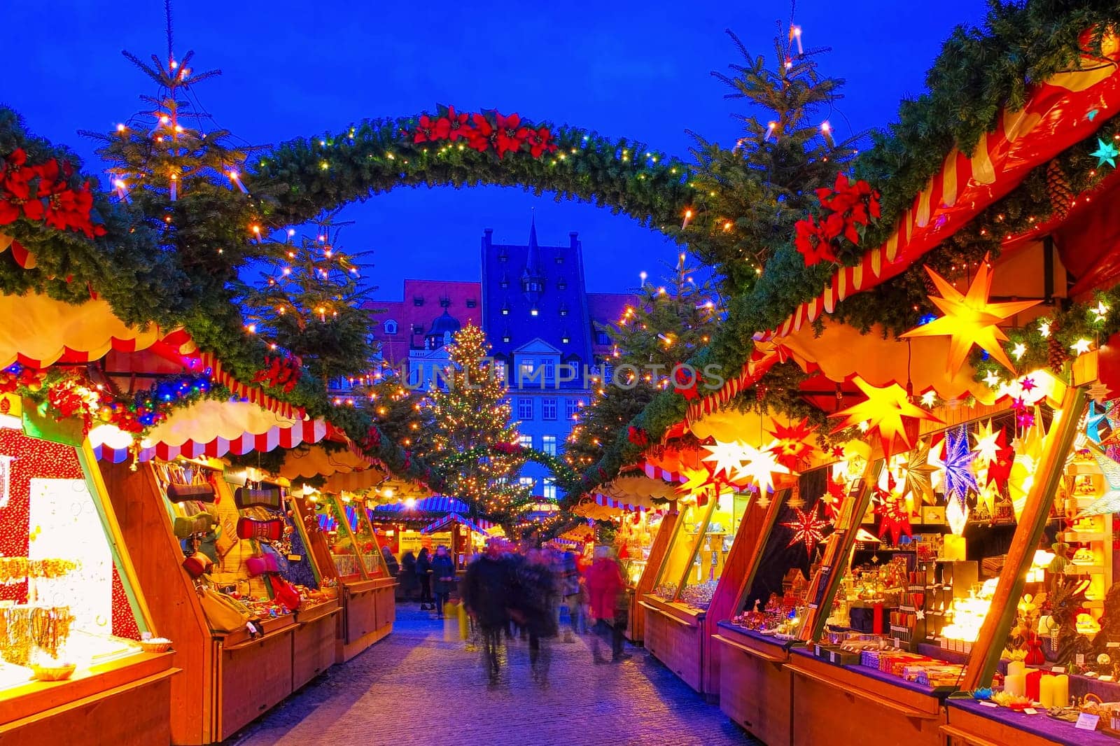 Leipzig Christmas market in the evening, Germany