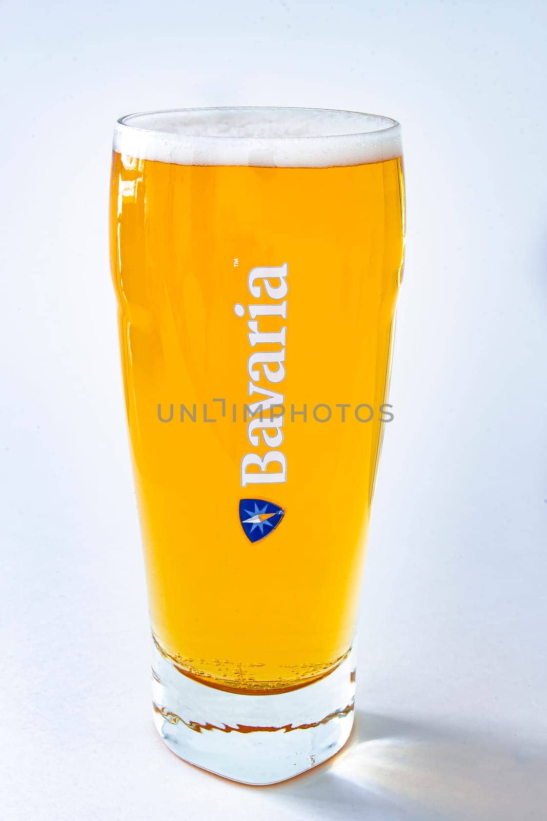 An isolated Bavaria beer pint on a white background