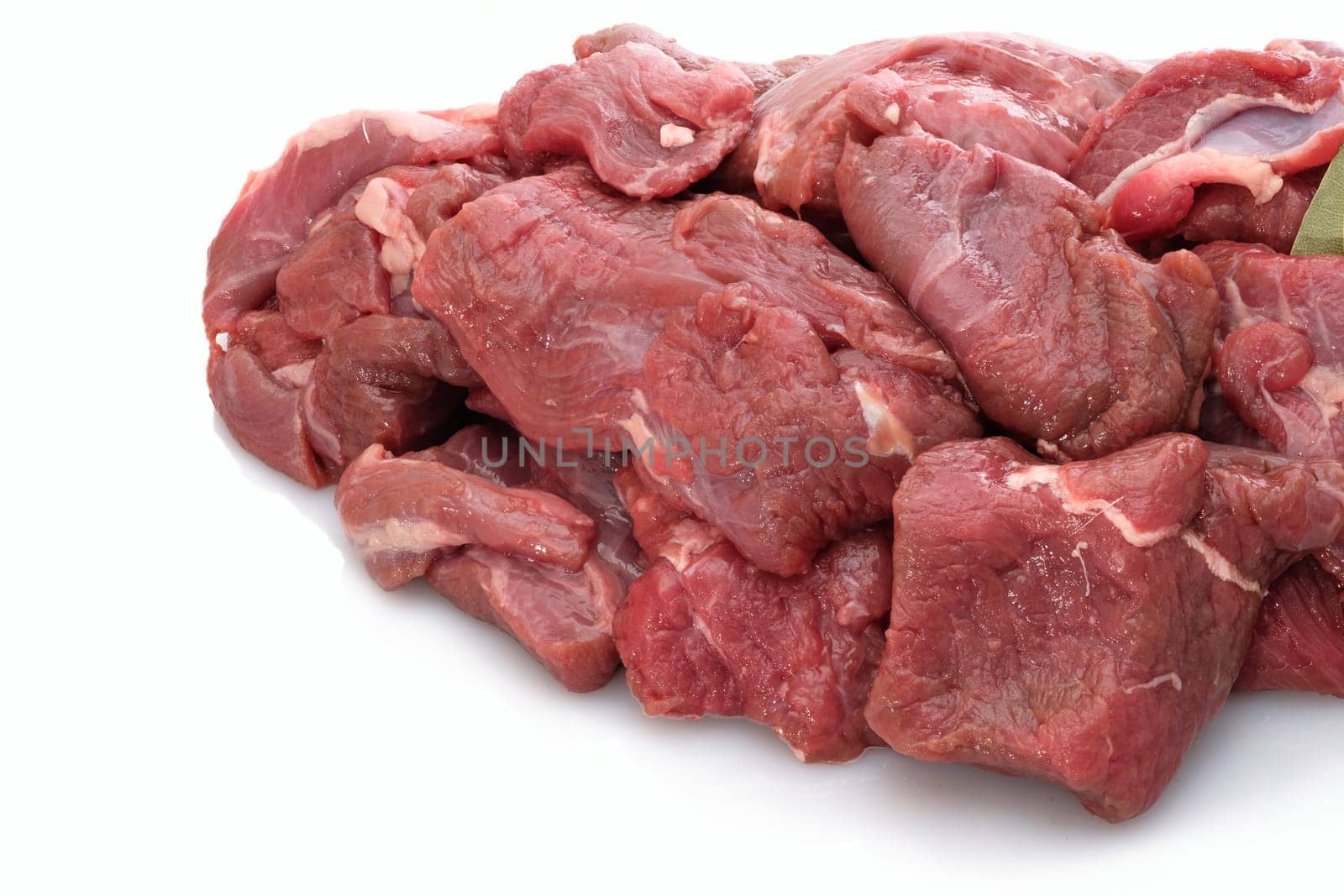 Venison goulash meat close-up Focus stacking