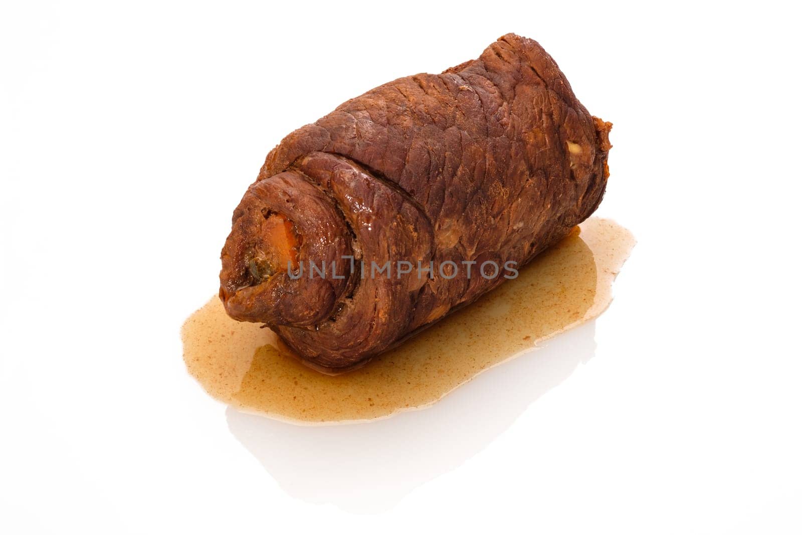 Beer roll stewed with sauce white isolated