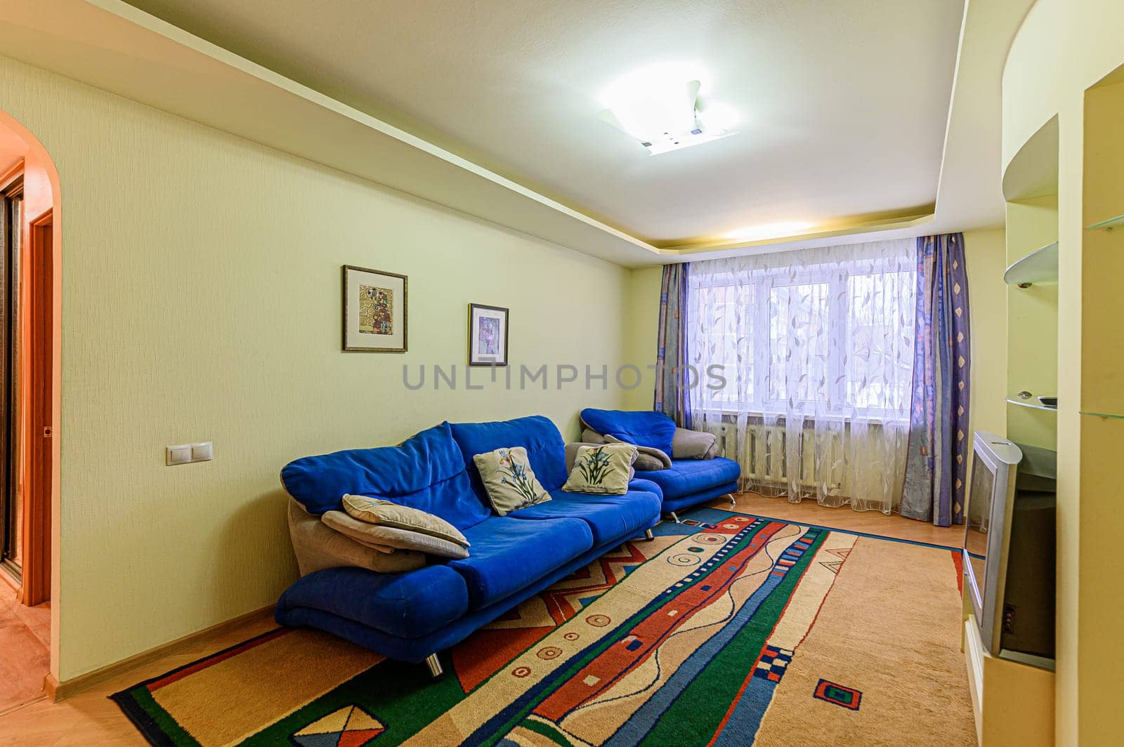 Russia, Moscow- December 05, 2019: interior room apartment modern bright cozy atmosphere. general cleaning, home decoration, preparation of house for sale