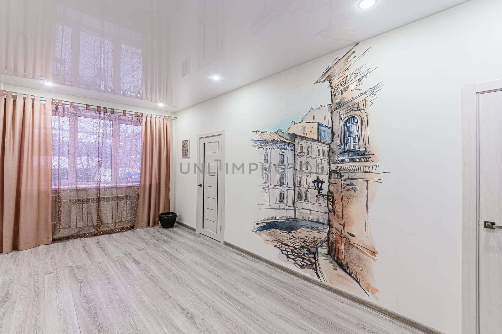 Russia, Moscow- December 05, 2019: interior room apartment modern bright cozy atmosphere. general cleaning, home decoration, preparation of house for sale