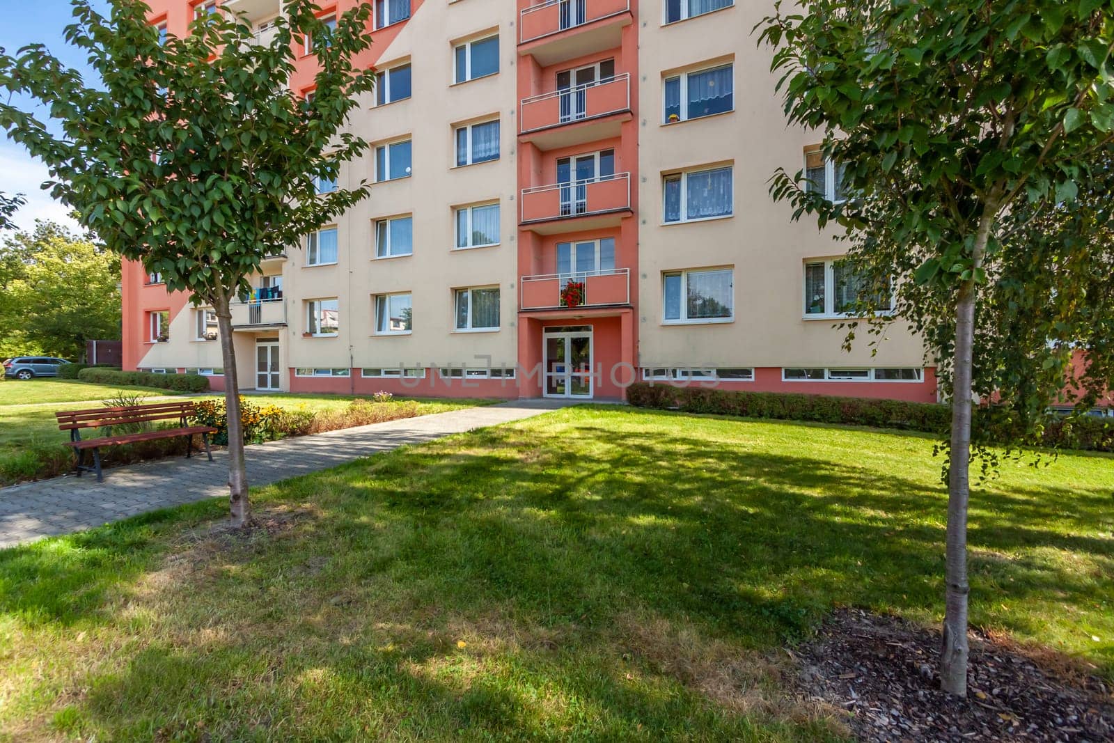 Exterior photo shoot in a modern apartment. High quality photo