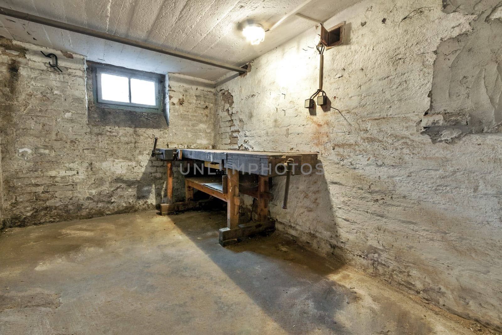 Abandoned empty old dark underground cellar. High quality photo