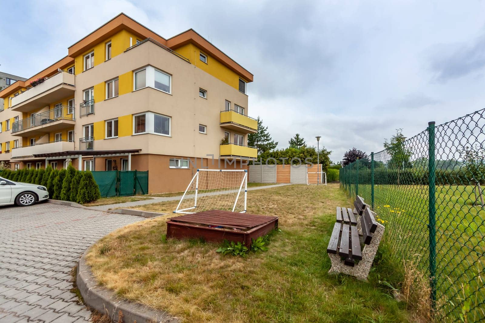 Exterior photo shoot in a modern apartment. High quality photo