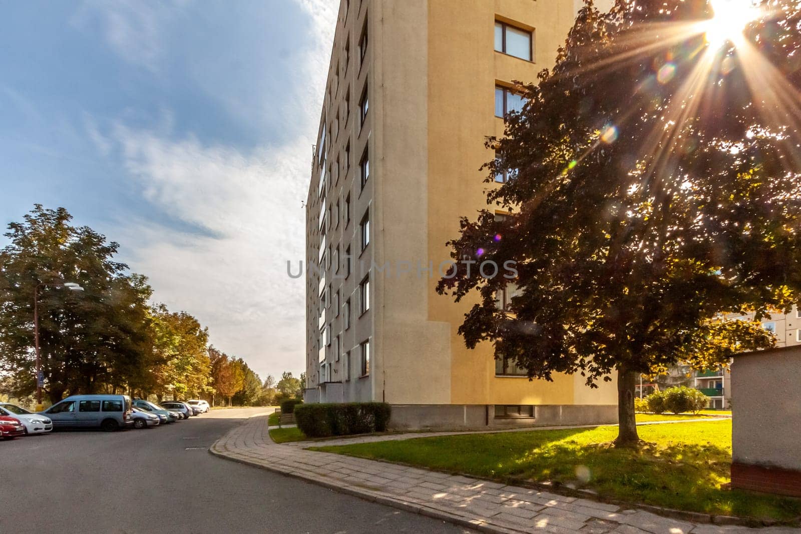Exterior photo shoot in a modern apartment. High quality photo