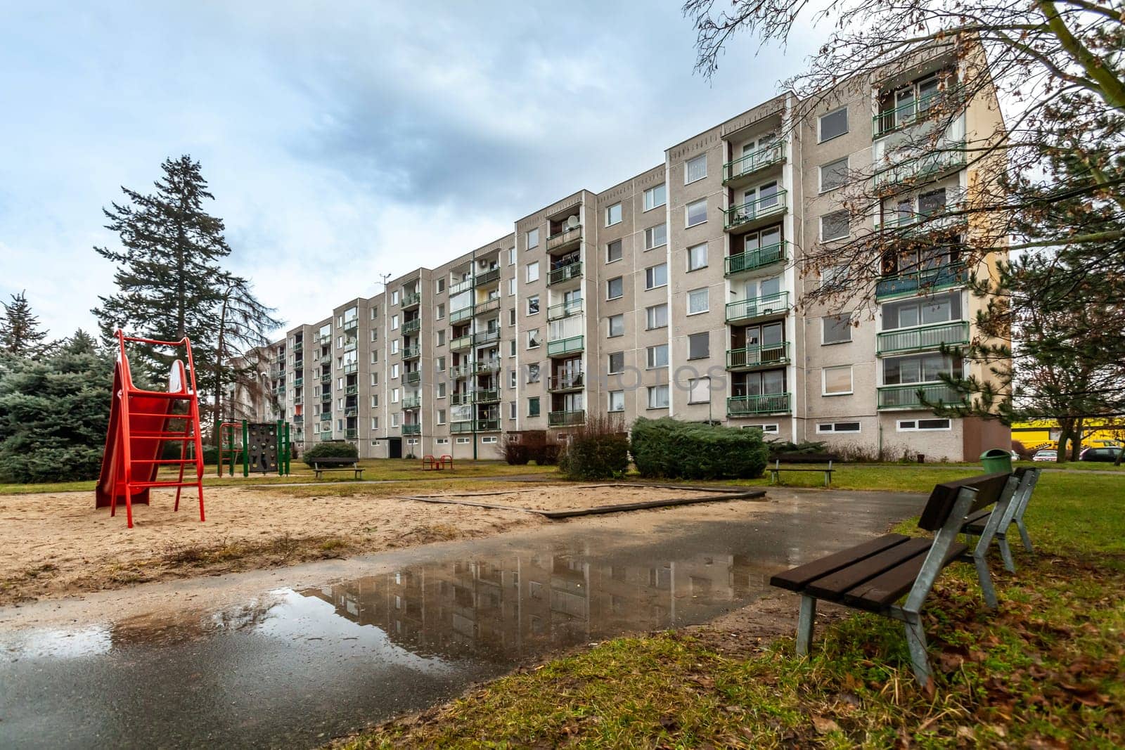 Exterior photo shoot in a modern apartment. High quality photo