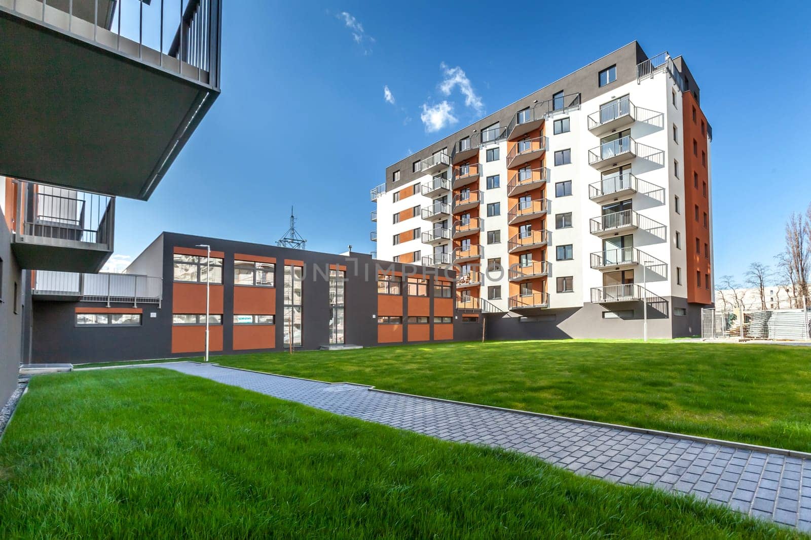 Exterior photo shoot in a modern apartment. High quality photo