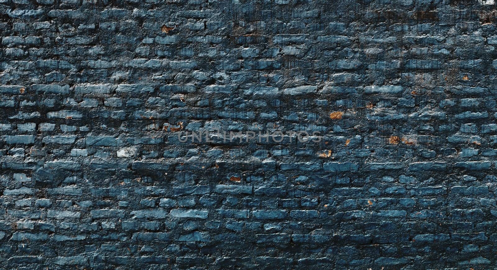 Dark blue brick wall texture, grungy background