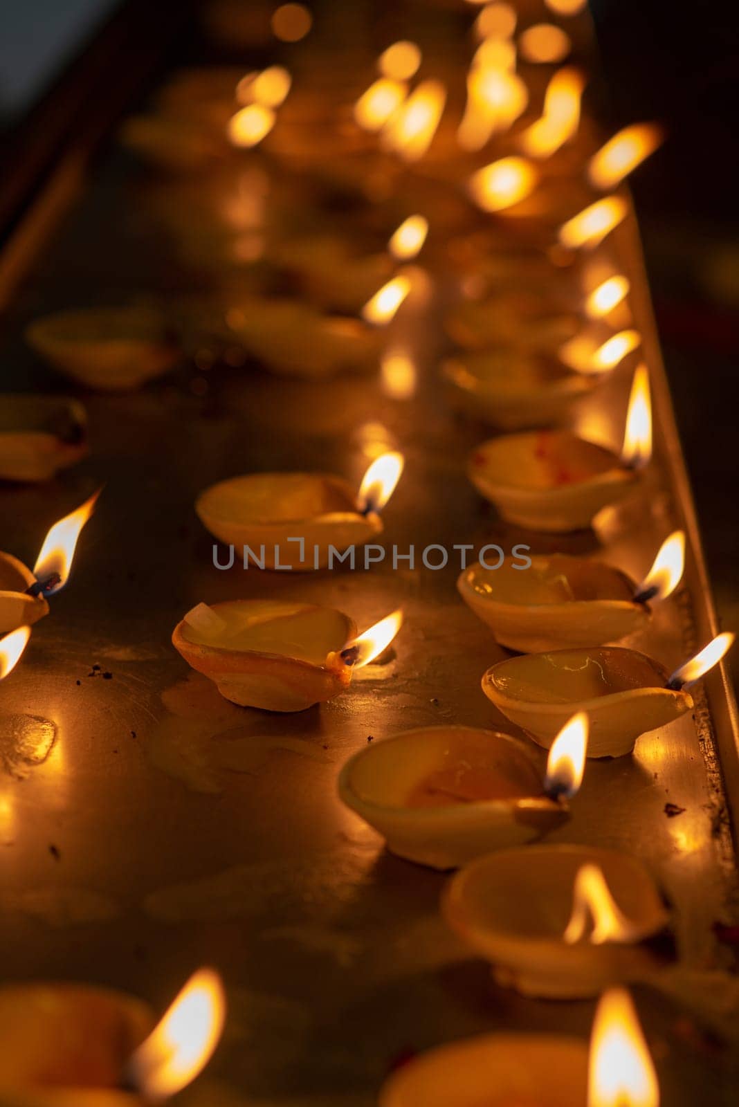 Diwali oil lamp in indian temple