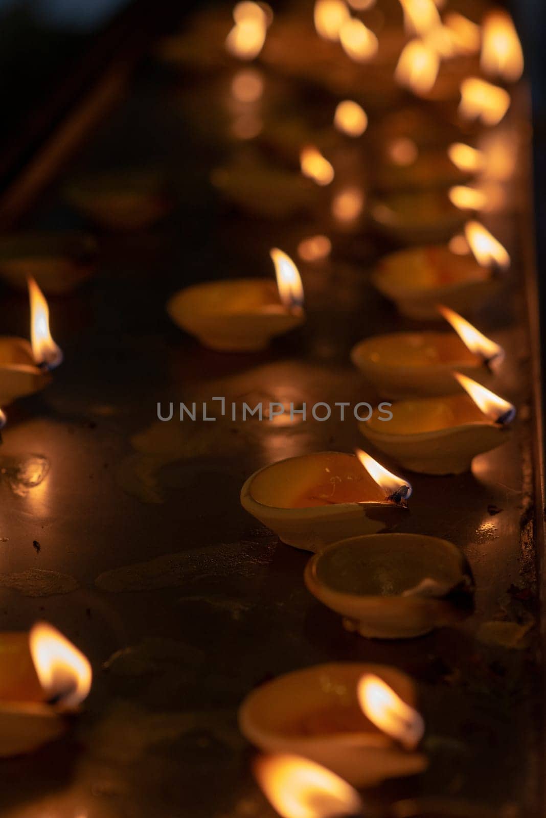 Diwali oil lamp in indian temple