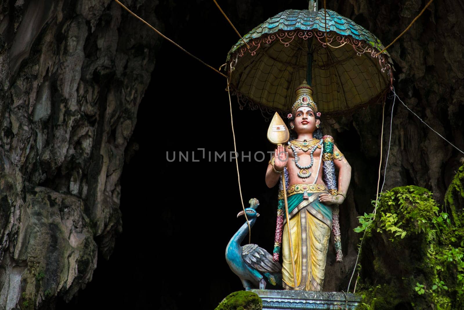 Colorful statue of Hindu God in Batu caves Indian Temple, Kuala Lumpur, Malaysia