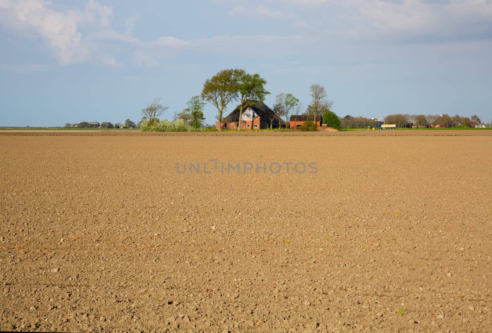 Deserted agricultural landscape in Groningen, the Netherlands..