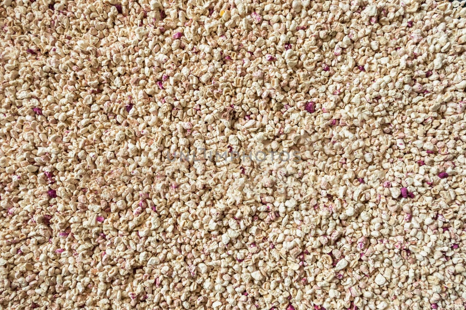 Corn cob litter background. Pet bedding for small animal, rodents, hamsters and bird.
